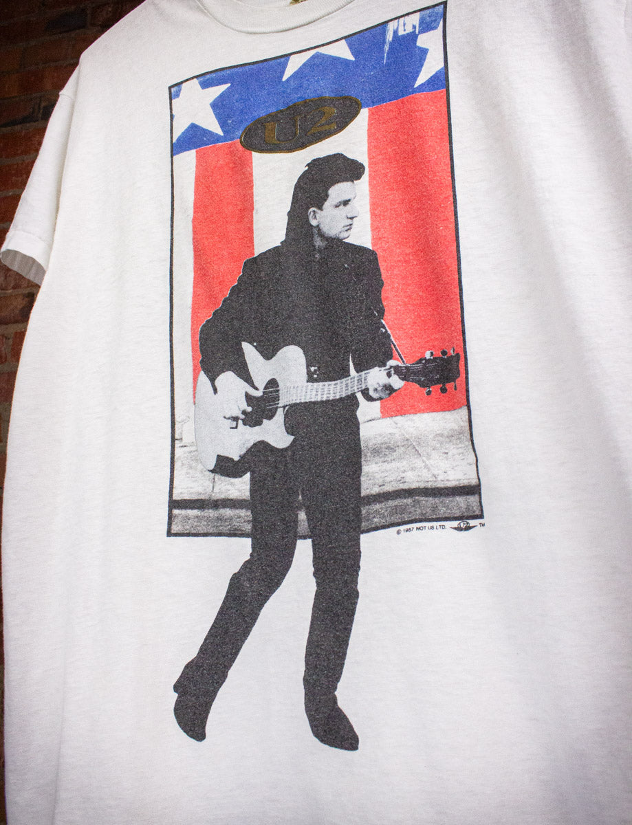 Vintage U2 Joshua Tree USA Flag Concert T Shirt 1987 Large