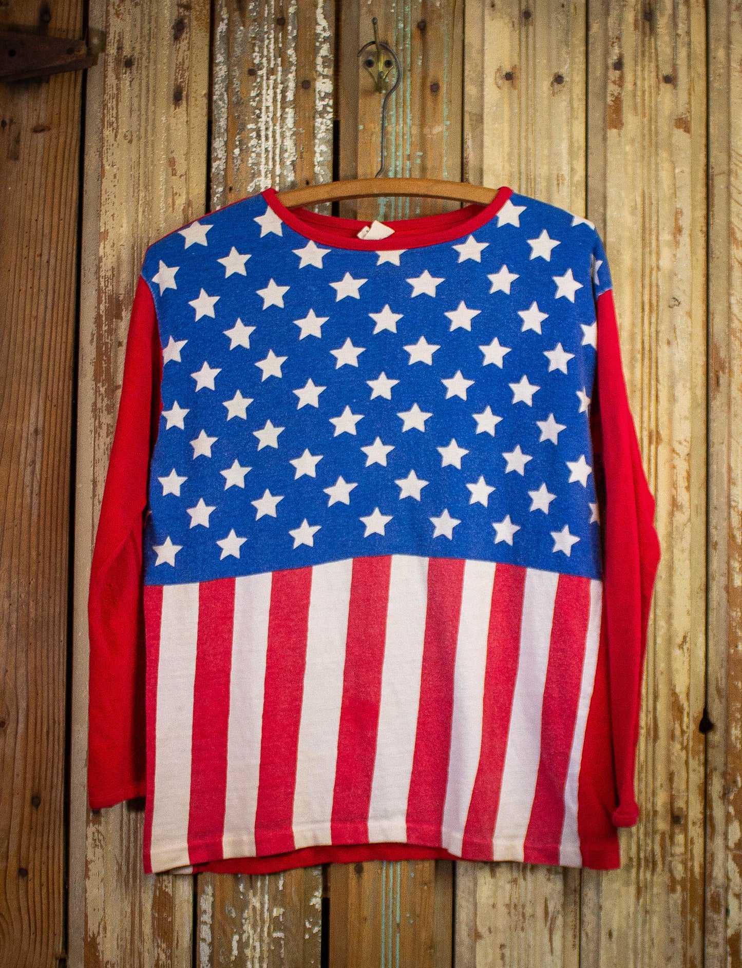 Vintage American Flag Long Sleeve Graphic T Shirt 70s Medium