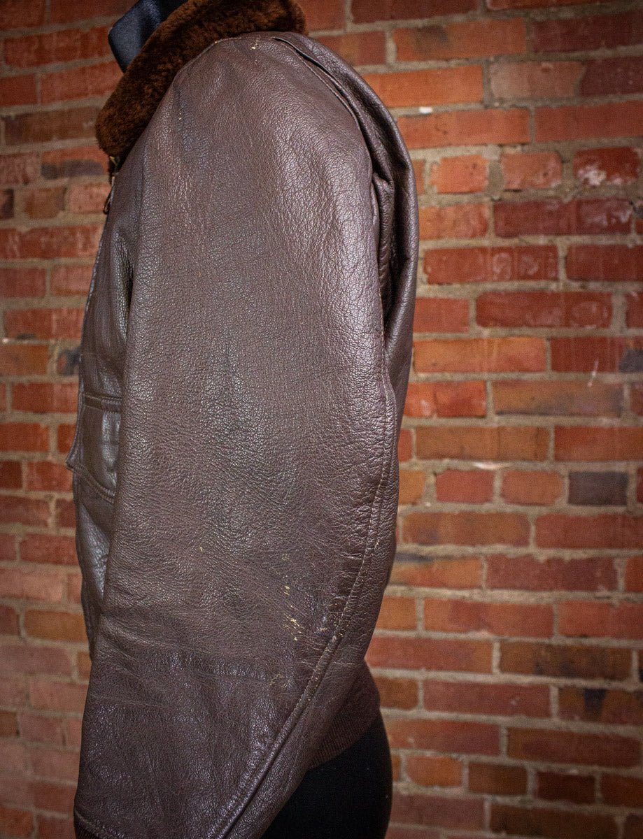 Vintage US Navy Brown G-1 Leather Bomber Jacket Medium