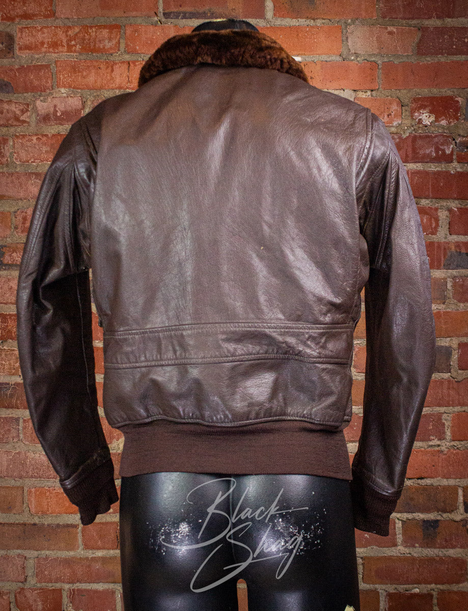 Vintage US Navy Brown G-1 Leather Bomber Jacket Medium