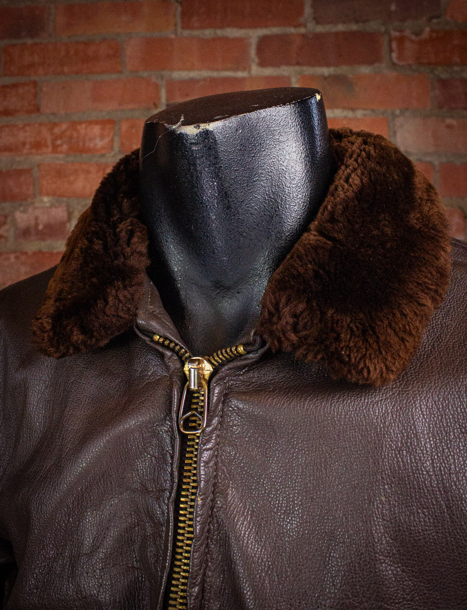 Vintage US Navy Brown G-1 Leather Bomber Jacket Medium