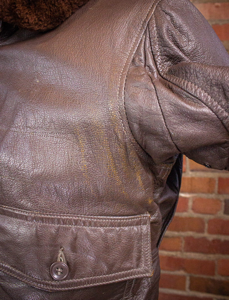 Vintage US Navy Brown G-1 Leather Bomber Jacket Medium