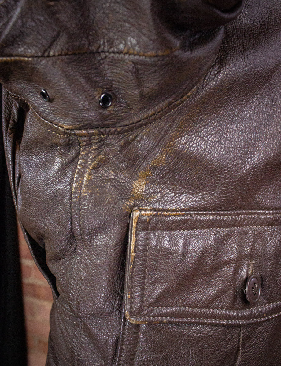 Vintage US Navy Brown G-1 Leather Bomber Jacket Medium – Black