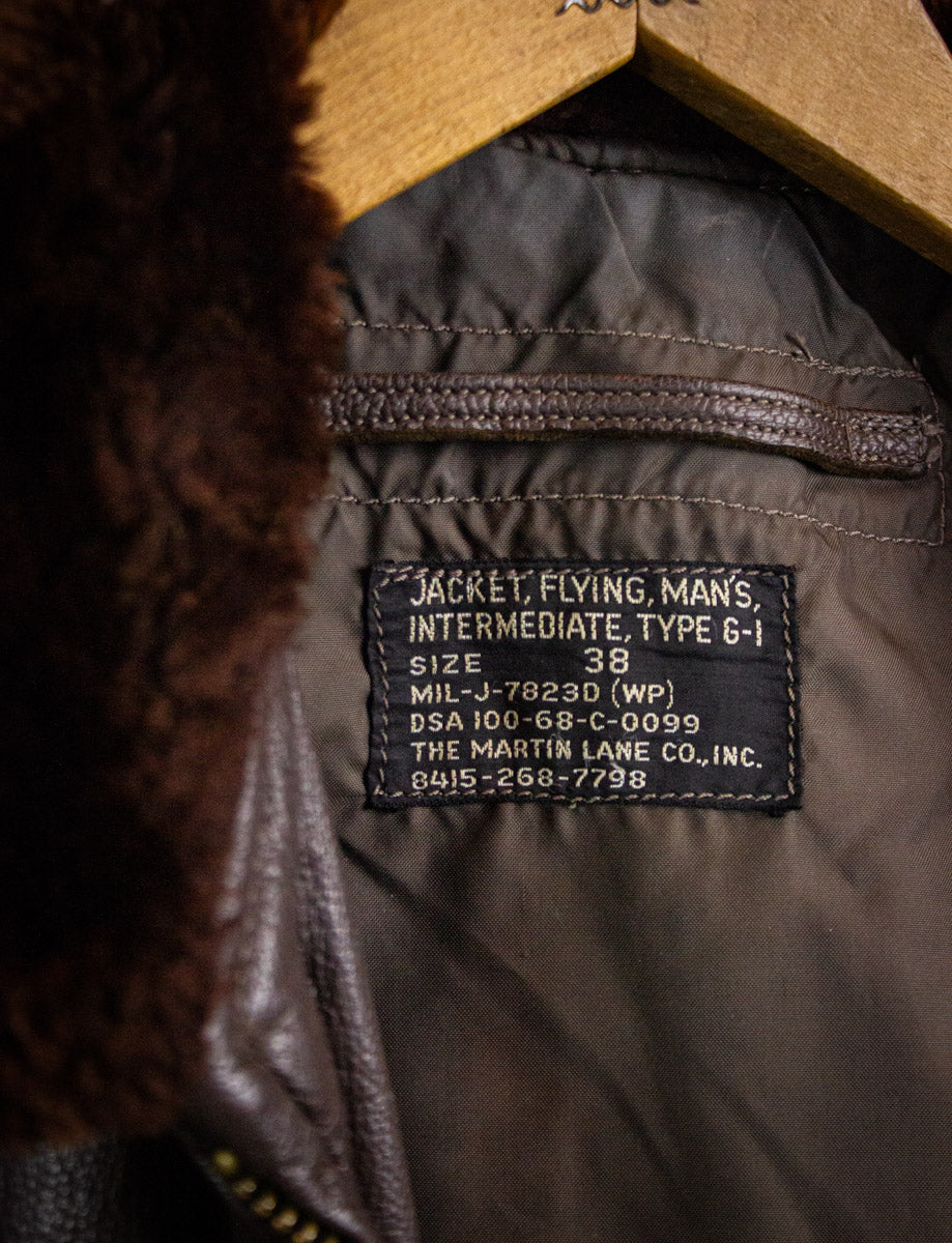 Vintage US Navy Brown G-1 Leather Bomber Jacket Medium
