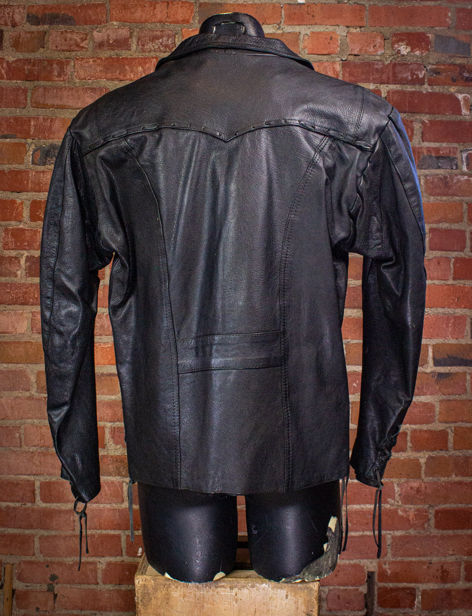Vintage Unik Black Leather Pullover 80s Large – Black Shag Vintage