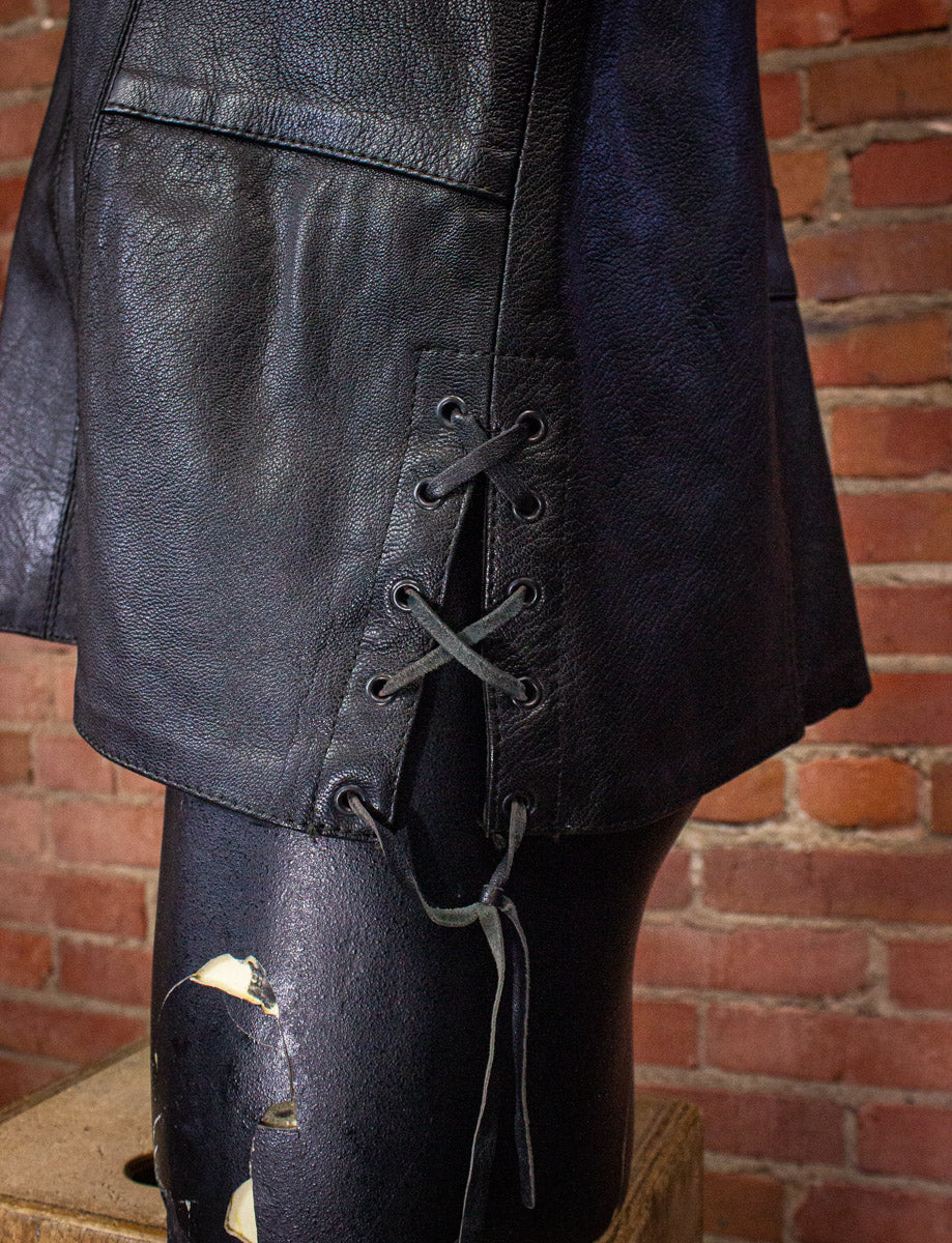 Vintage Unik Black Leather Pullover 80s Large – Black Shag Vintage