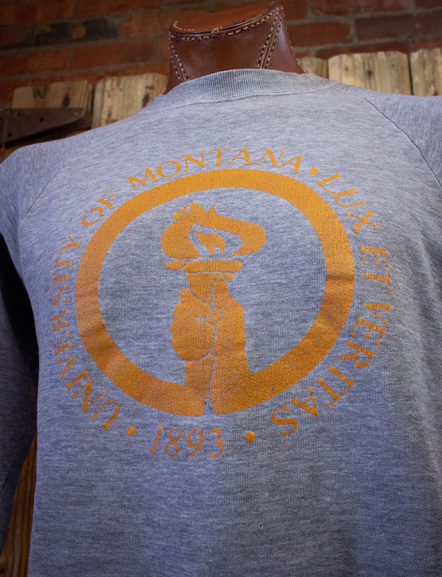 Vintage University Of Montana Graphic Sweatshirt Grey/Orange L