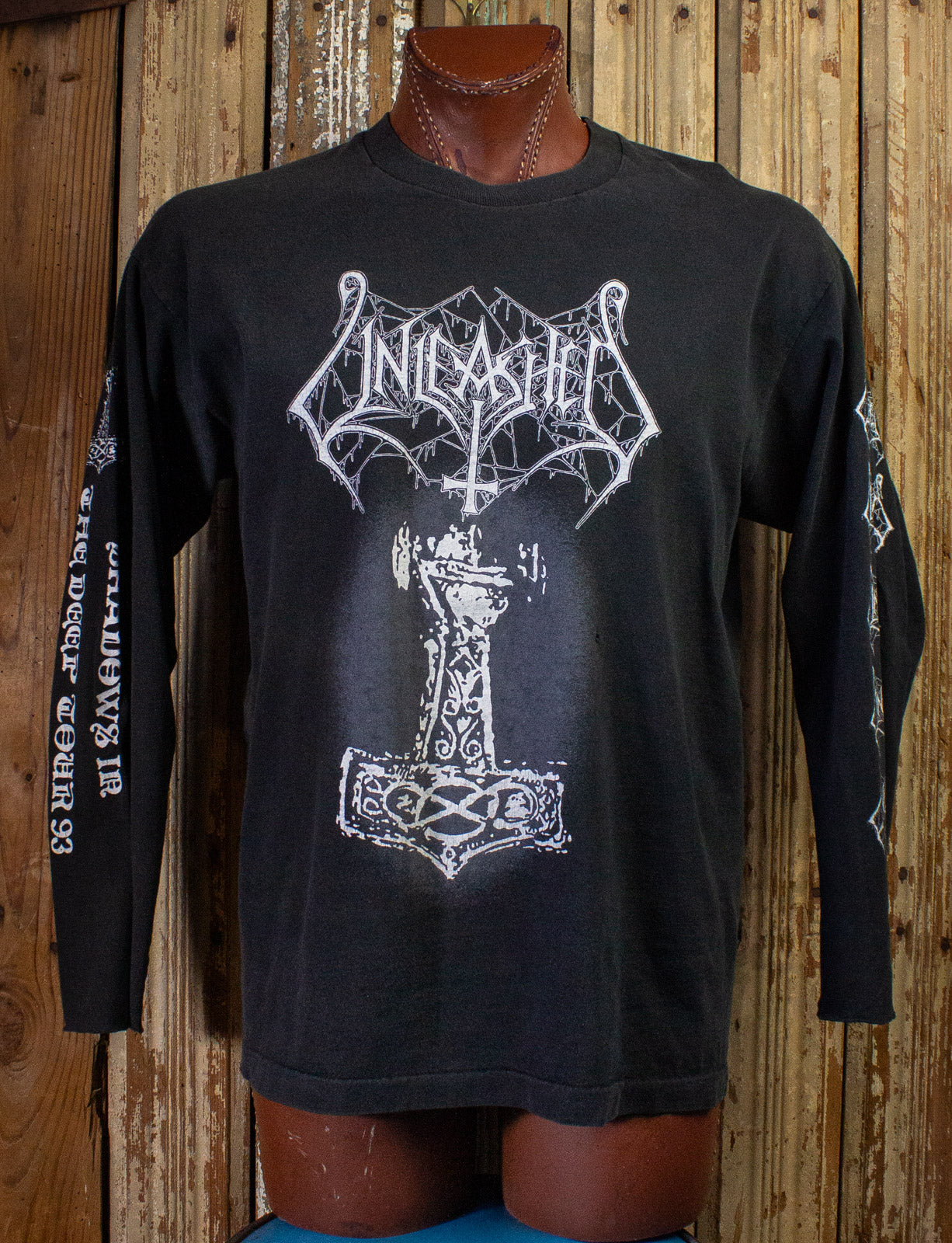 Vintage Unleashed Shadows In The Deep Long Sleeve Concert T Shirt 1993 Black XL