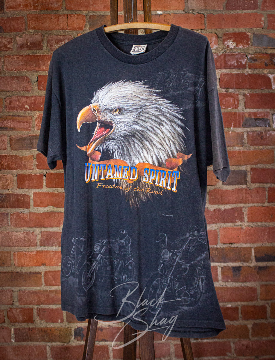 Vintage Untamed Spirit Motorcycle Graphic T Shirt 90s Black XL
