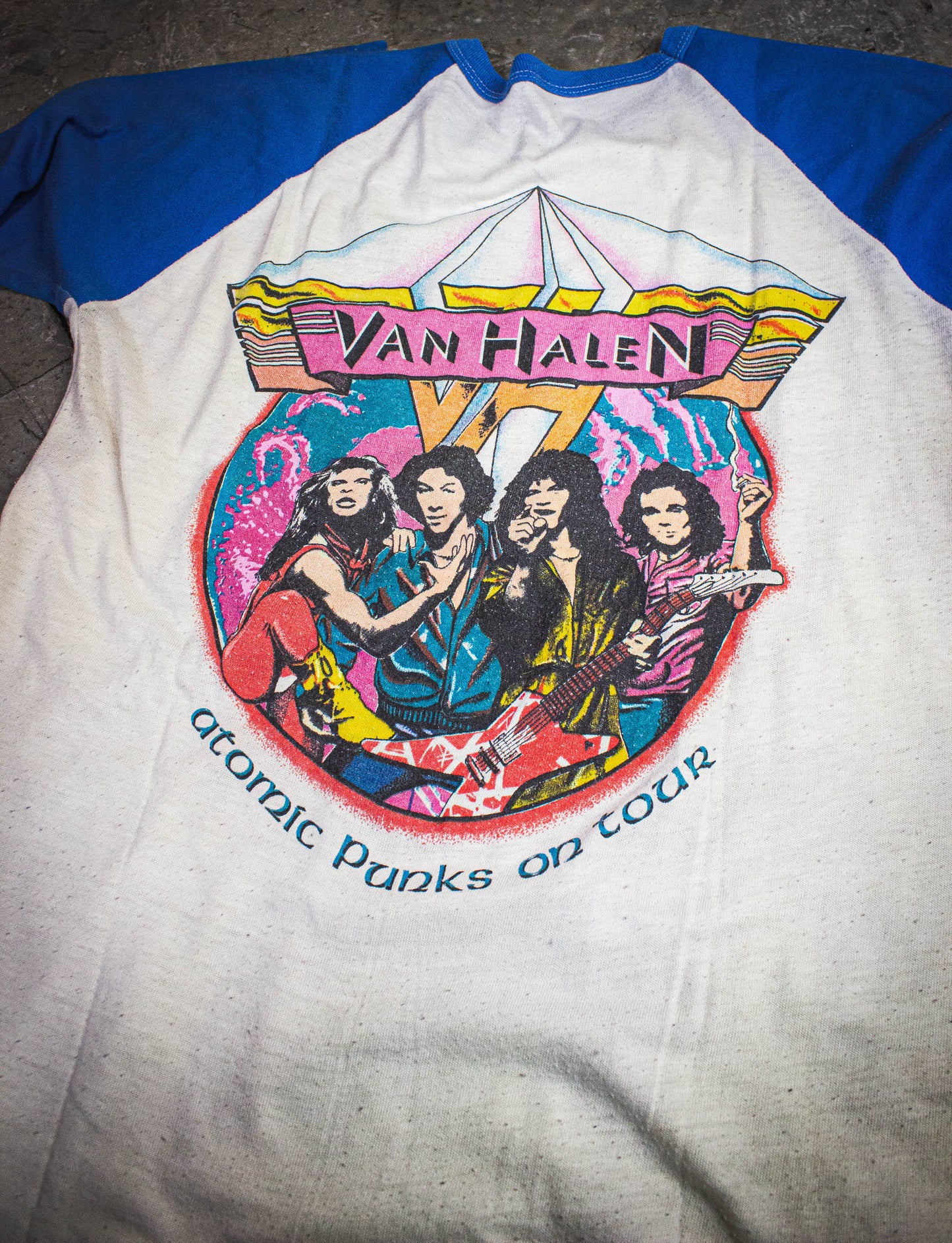 Vintage Van Halen Women and Children First Raglan Concert T Shirt 1980 White/Blue Medium