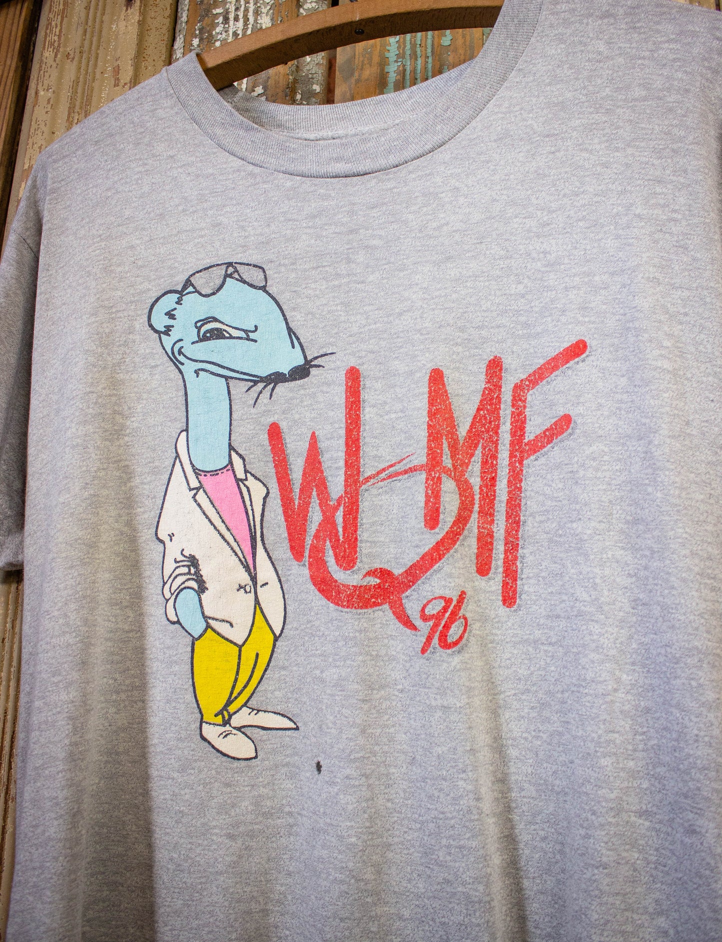 Vintage WQMF Radio Promo Graphic T Shirt 80s Gray Large