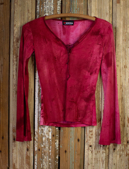 Vintage Wanted Red Lace Up Top 1980s S