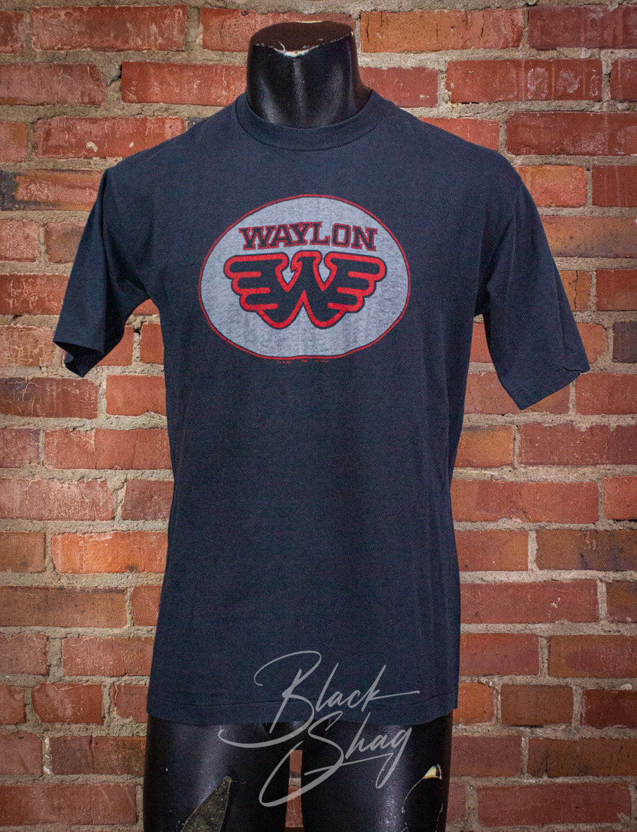 Vintage Waylon Jennings Concert T Shirt 1982 Black Medium