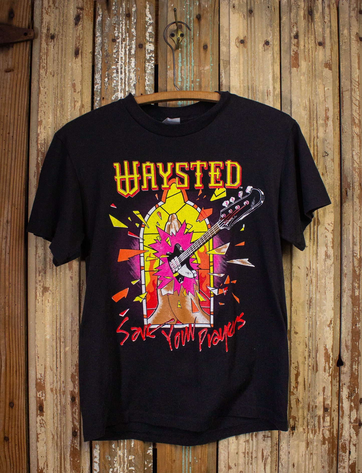 Vintage Waysted Save Your Prayers Concert T Shirt 1986 Black Small