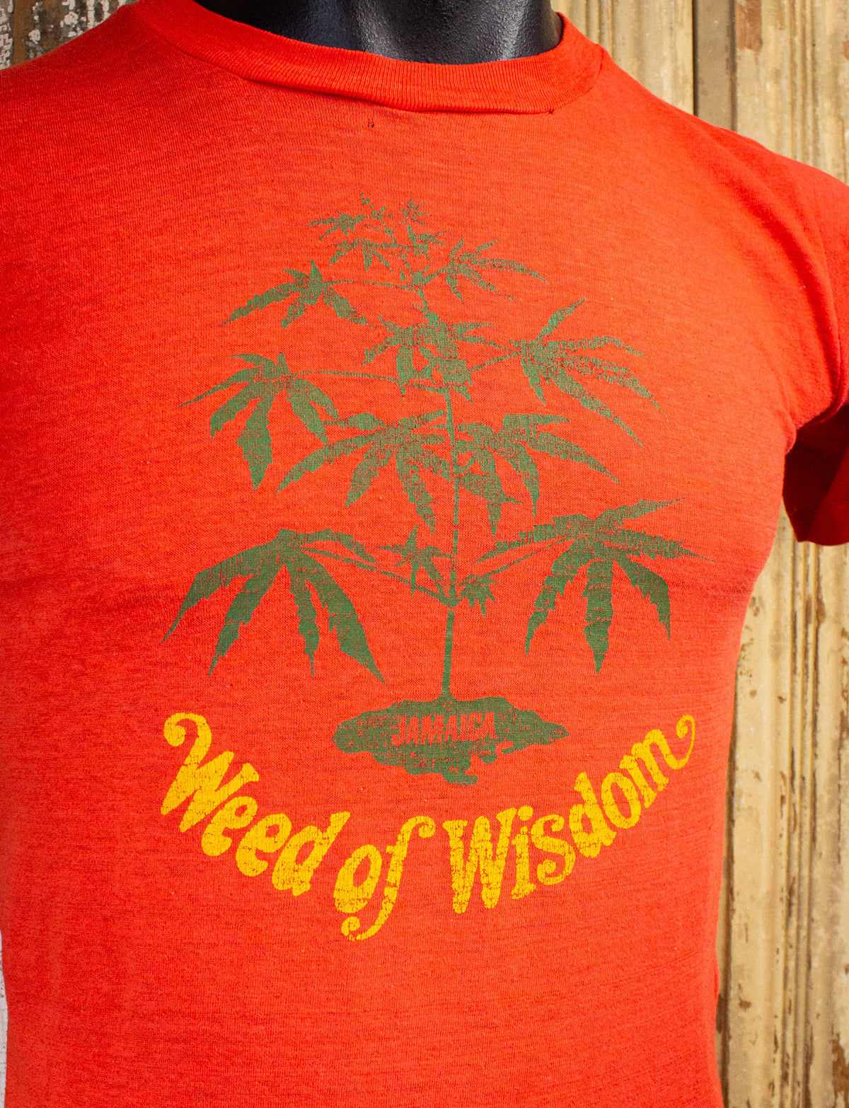 Wed Wisdom Vintage Weed of Wisdom Graphic T Shirt 70s Orange XS β Black Shag Vintage