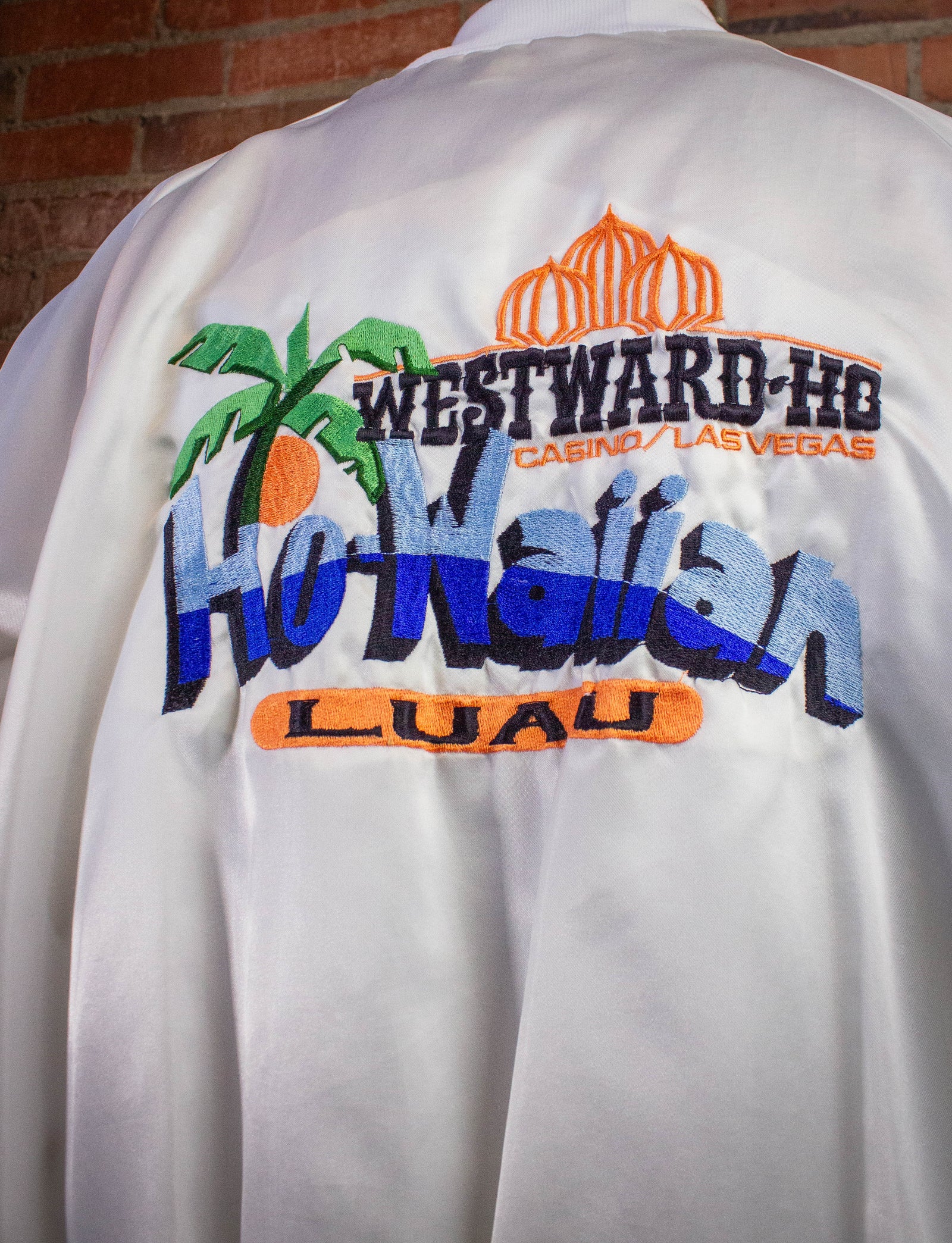 Vintage Westward Ho-Waiian Casino Nylon Jacket 80s White Large