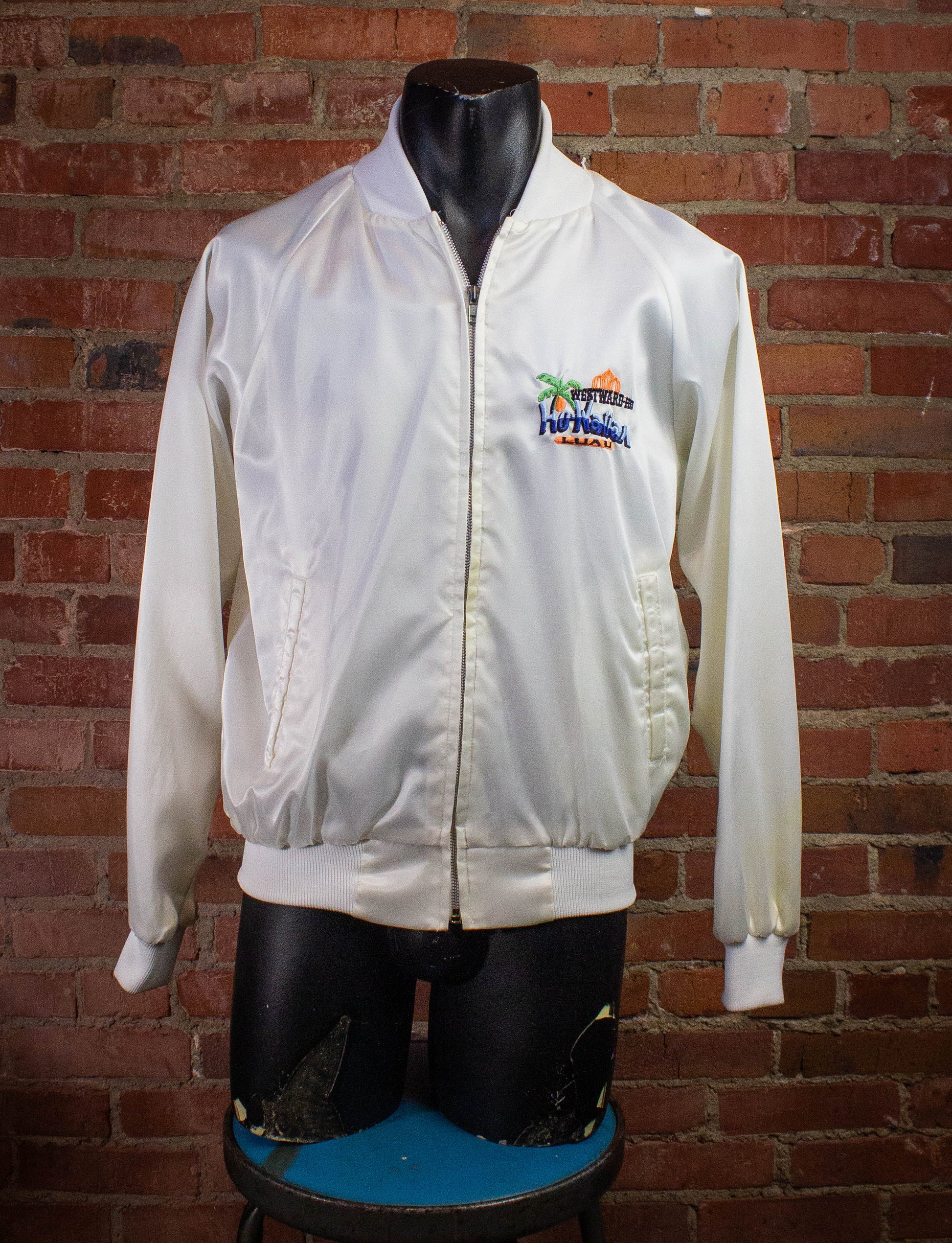 Vintage Westward Ho-Waiian Casino Nylon Jacket 80s White Large