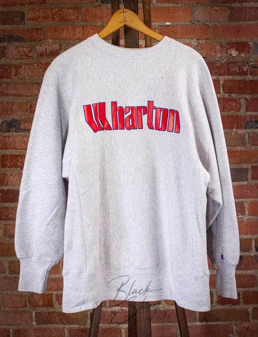 Vintage Wharton Crewneck Sweatshirt 90s Gray Medium