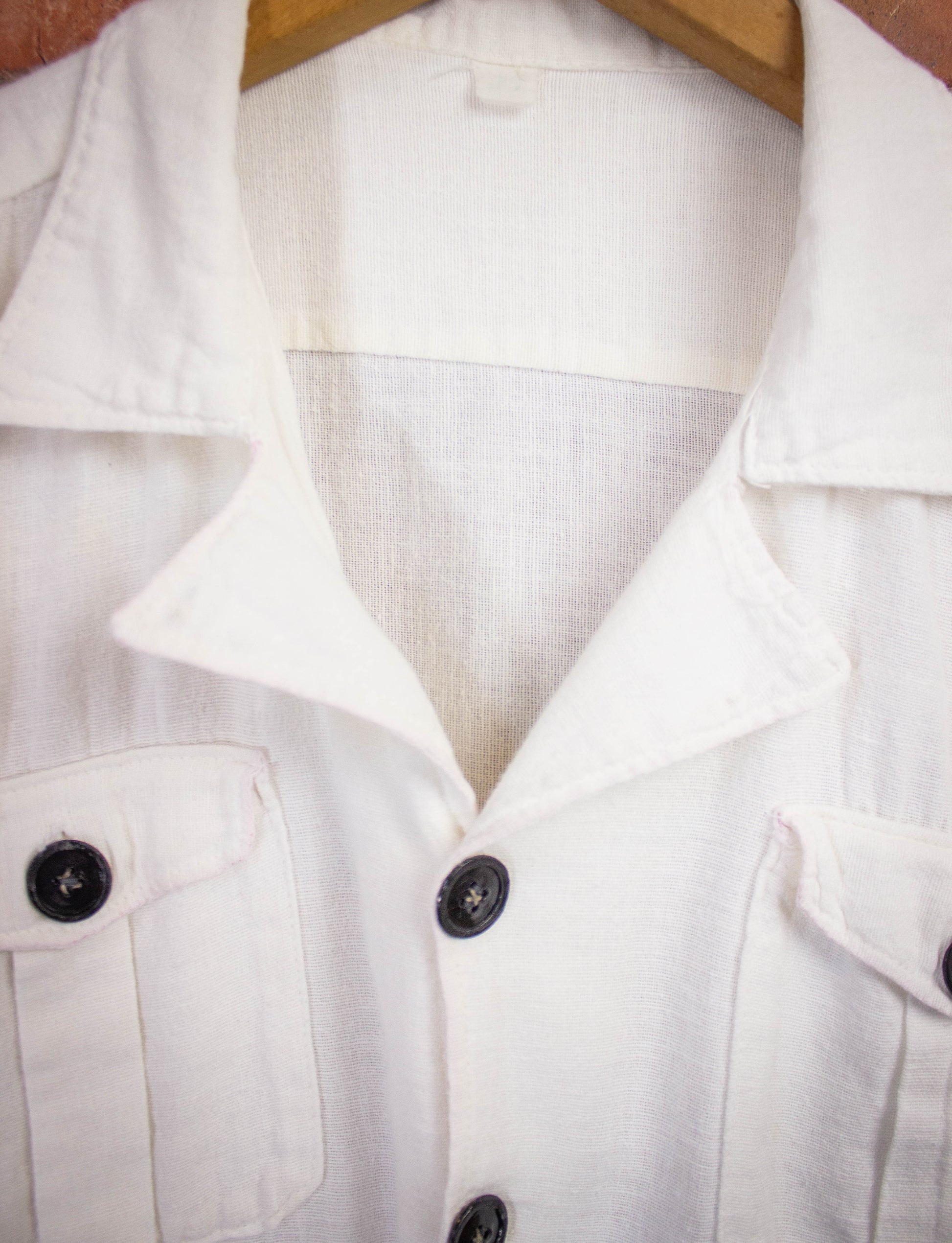 Vintage White Button Up Shirt with Black Buttons Small
