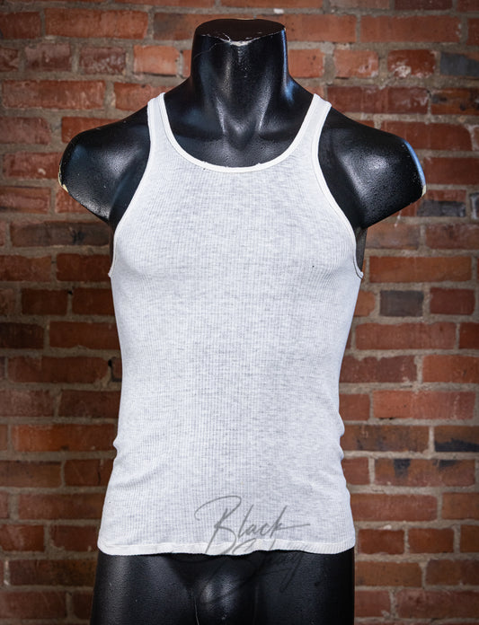 Vintage White Ribbed Tank Top XS