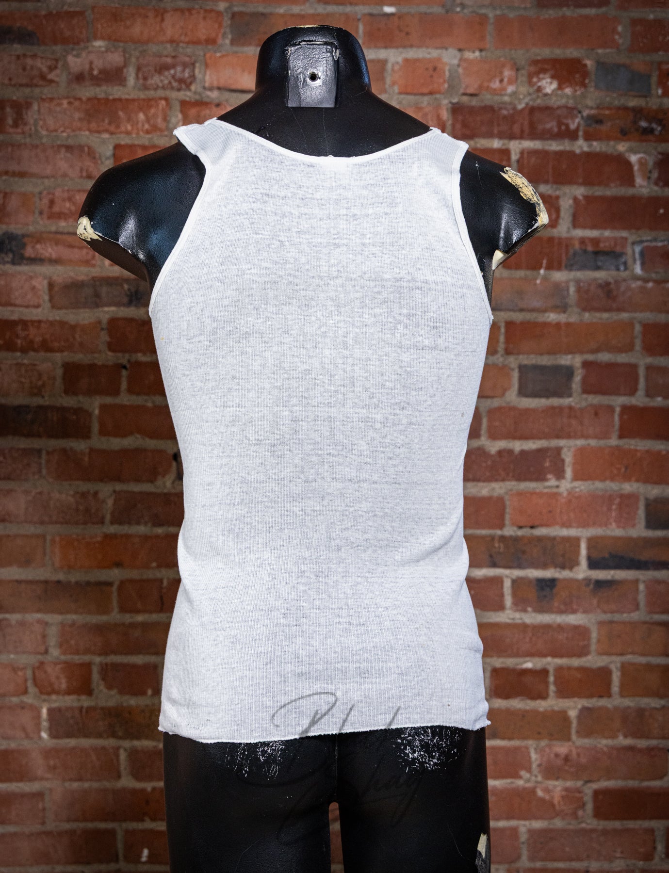 Vintage 70s White Ribbed Tank Top Medium