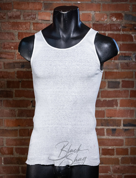 Vintage 70s White Ribbed Tank Top Medium