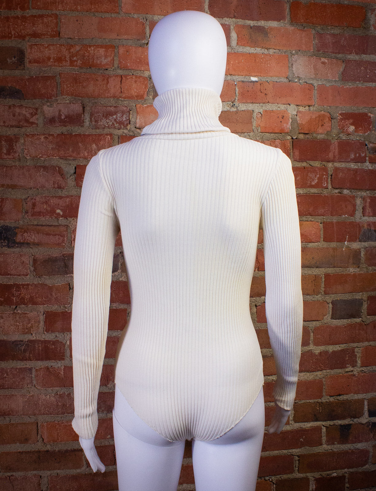 White ribbed turtleneck top bodysuit