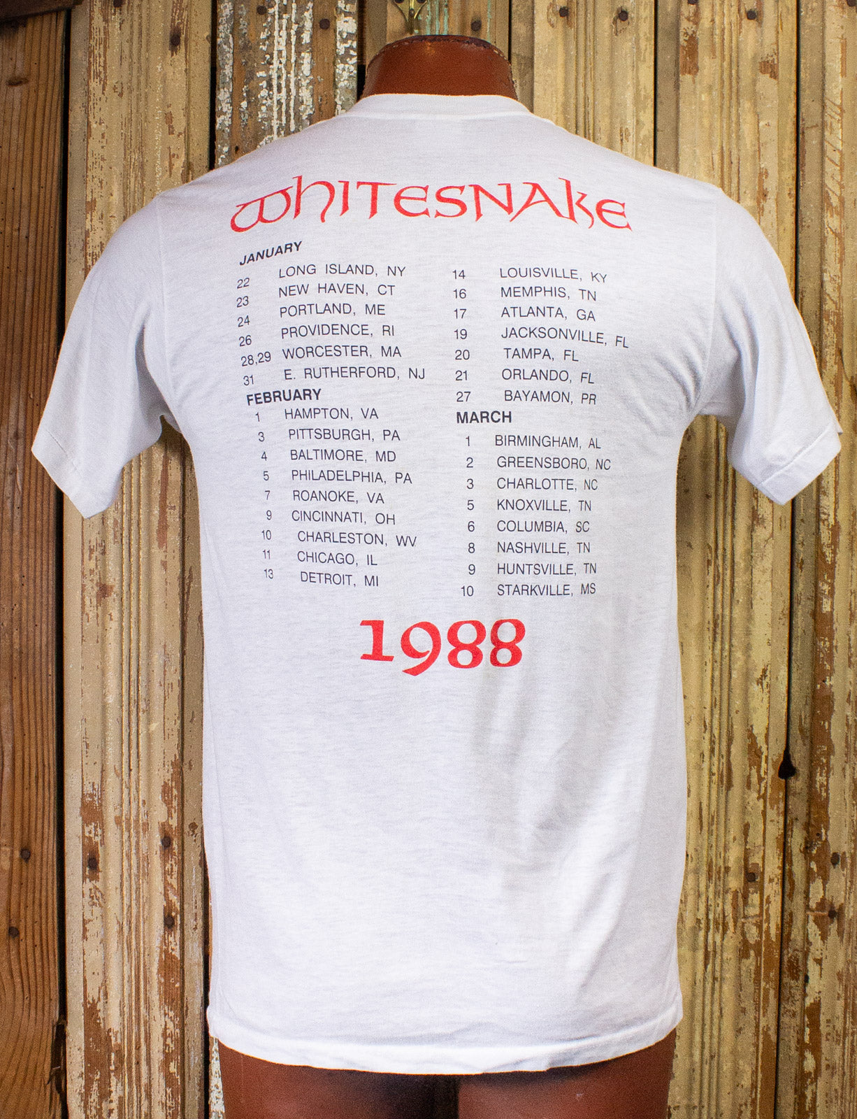 Vintage Whitesnake Tour Concert T Shirt 1988 White Medium