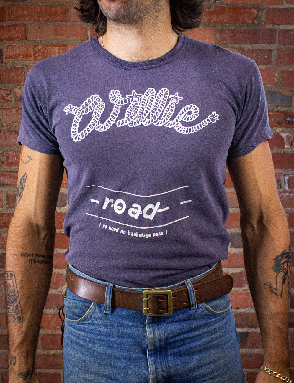Vintage Willie Nelson Road Crew Concert T Shirt 1976 Black Medium