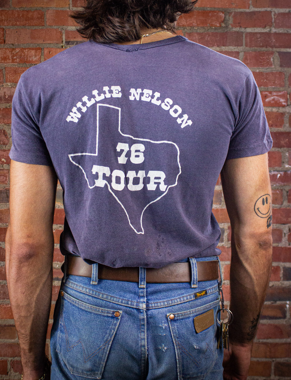 Vintage Willie Nelson Road Crew Concert T Shirt 1976 Black Medium