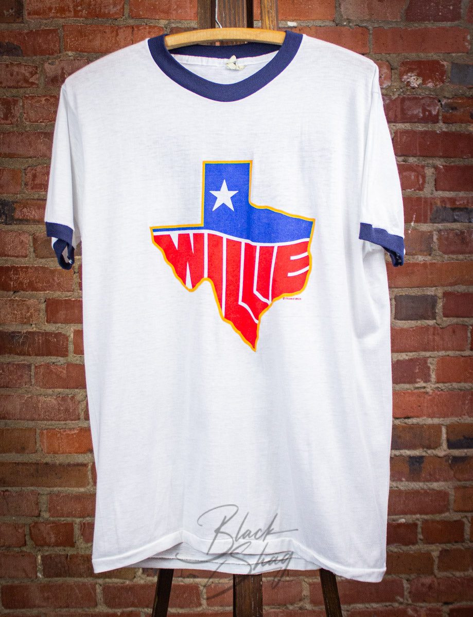 Vintage Willie Nelson Texas Concert Ringer T Shirt 1984 Large