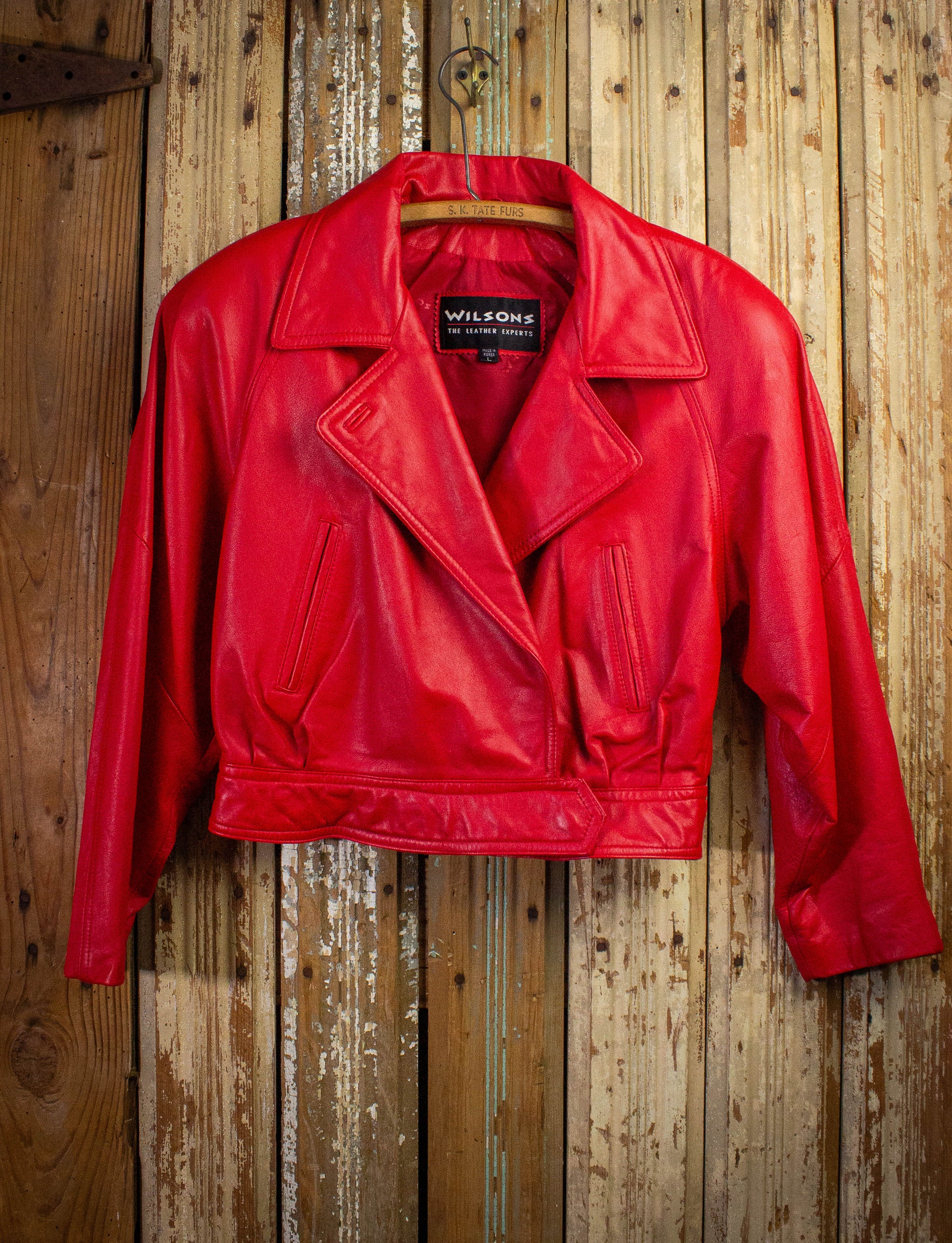 Vintage Wilsons Red Leather Cropped Biker Jacket 90s Large – Black