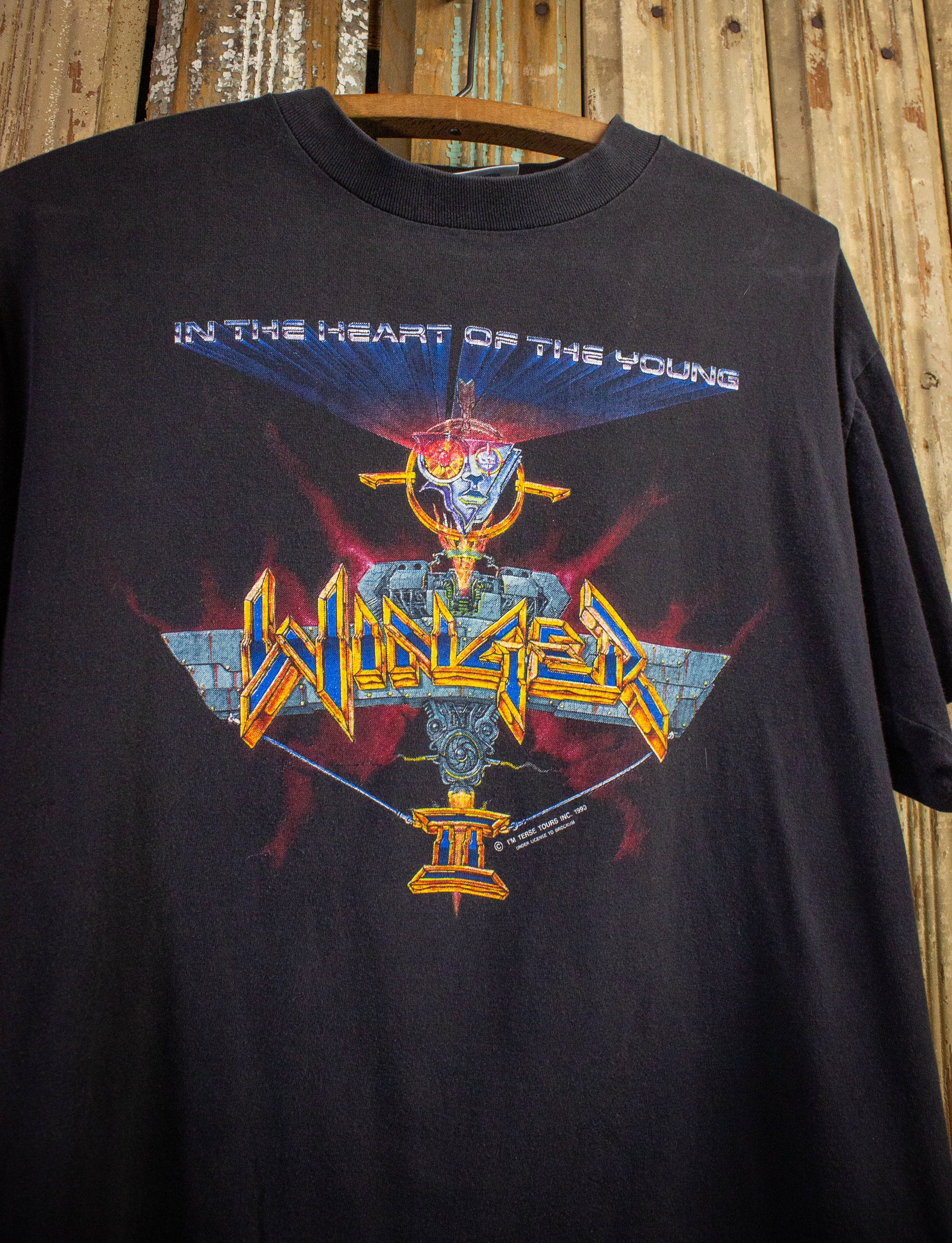 Vintage Winger In the Heart of the Young World Tour Concert T Shirt 1990-1991 Black Large
