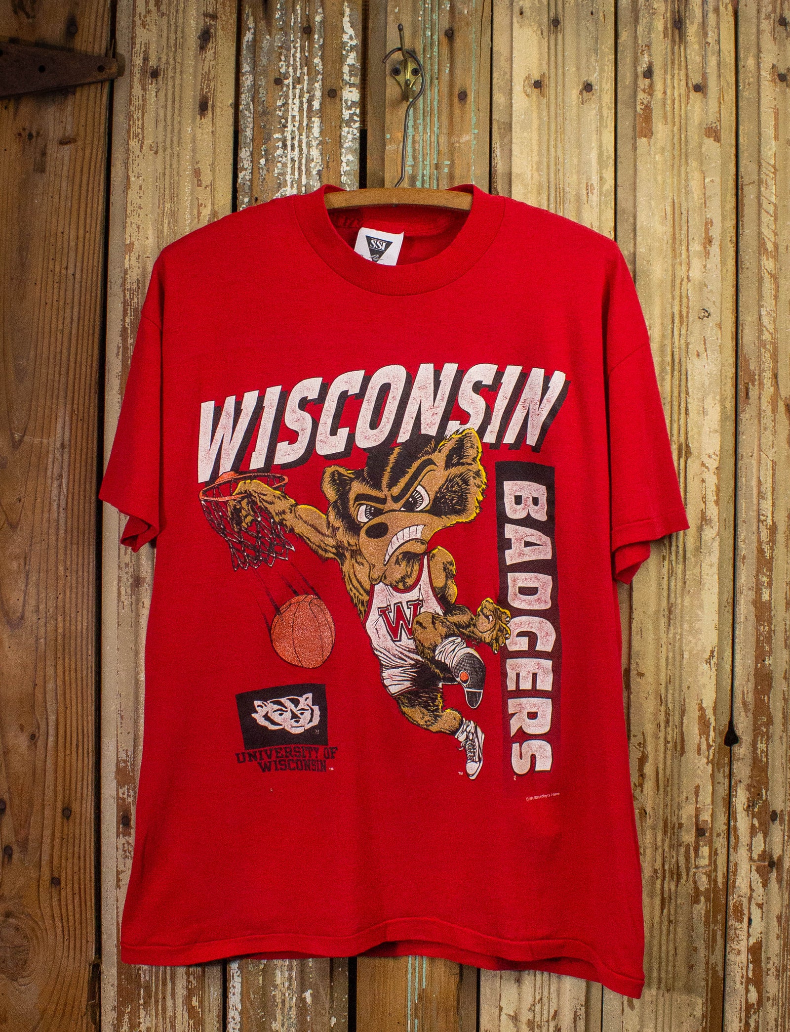 Vintage Wisconsin Badgers Graphic T Shirt 1991 Red XL