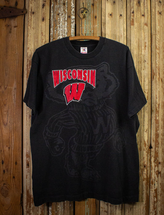 Vintage University of Wisconsin Graphic T Shirt 90s Black XL