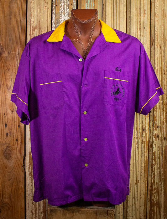 Vintage Witch City Open Bowling Shirt 1992 Purple 2XL