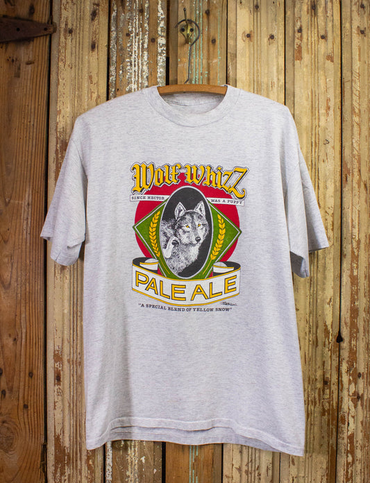 Vintage Wolf Whizz Pale Ale Graphic T Shirt Gray Large