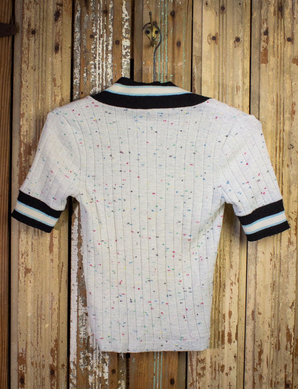 Vintage Women's Dotted Top 70s White XS