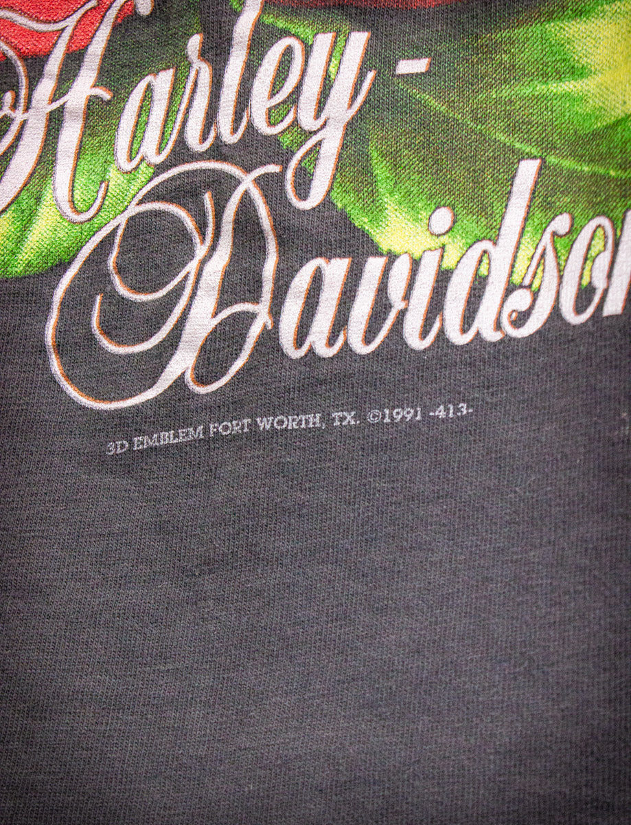 Vintage Women's Harley Davidson Rose Graphic T Shirt 1991 Small