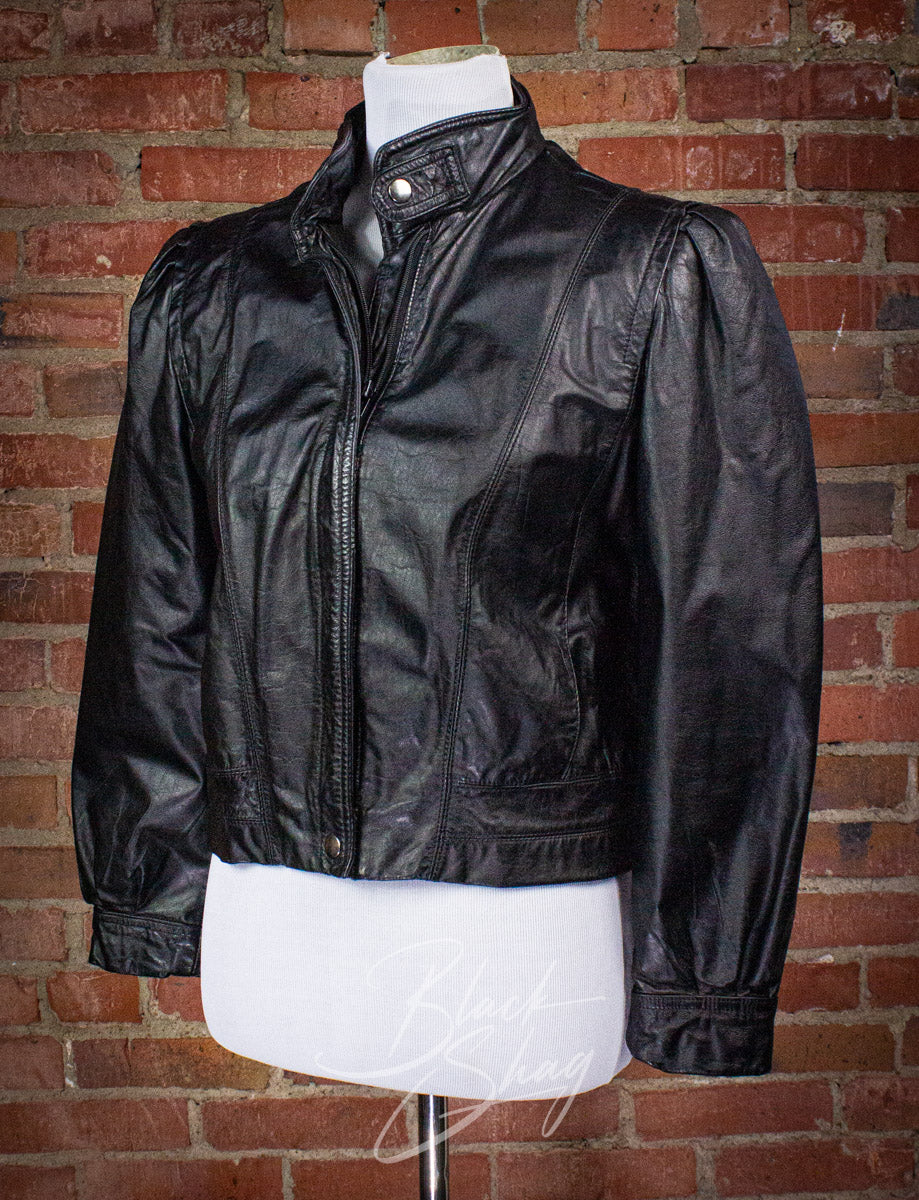 Vintage Women's Winlit Cropped Leather Jacket Small