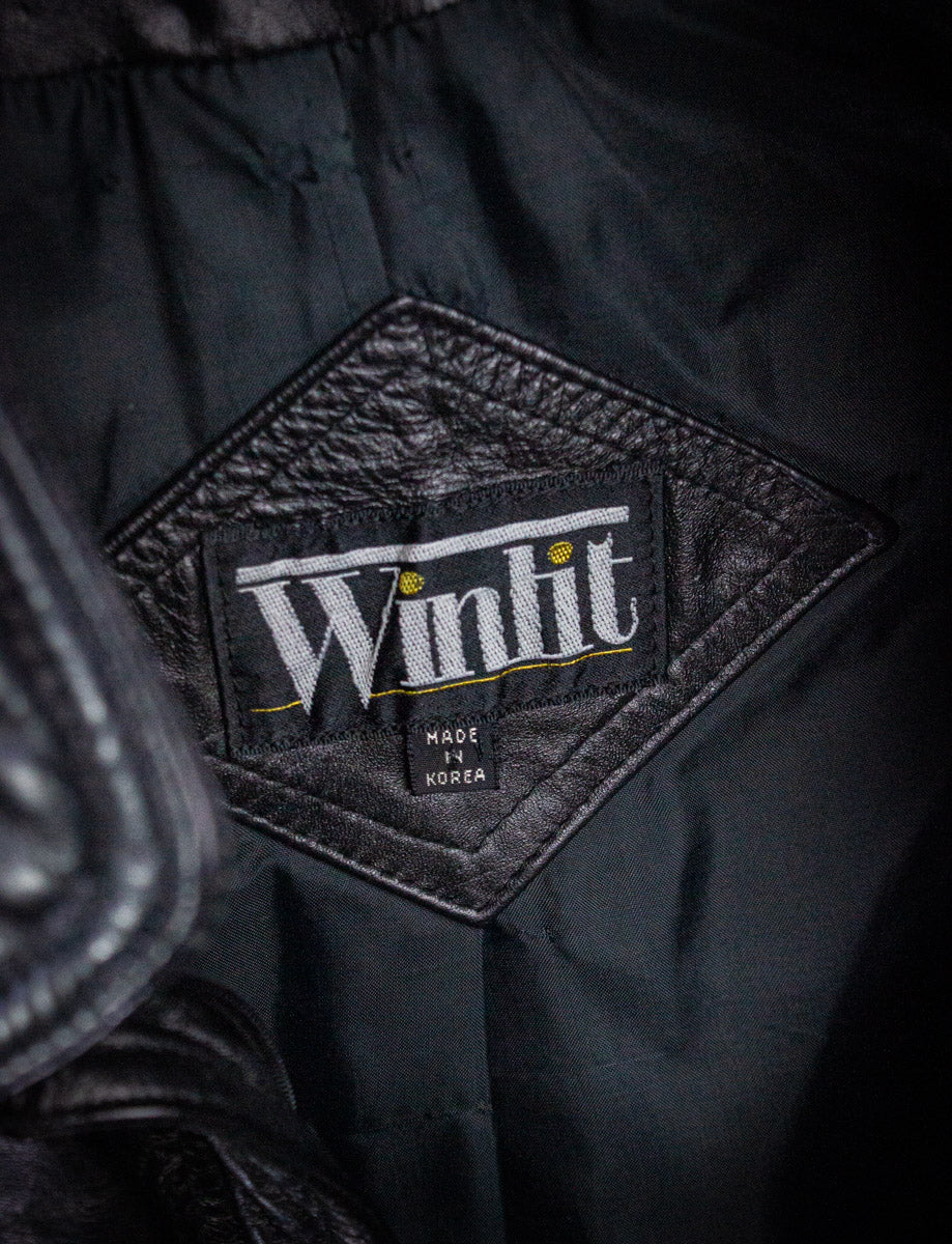 Vintage Women's Winlit Cropped Leather Jacket Small