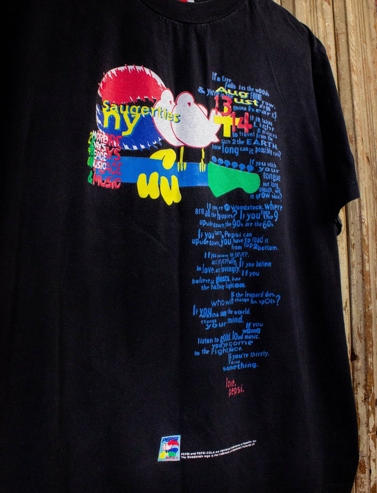 Vintage Woodstock 94 Pepsi Concert T Shirt 1994 Black Large