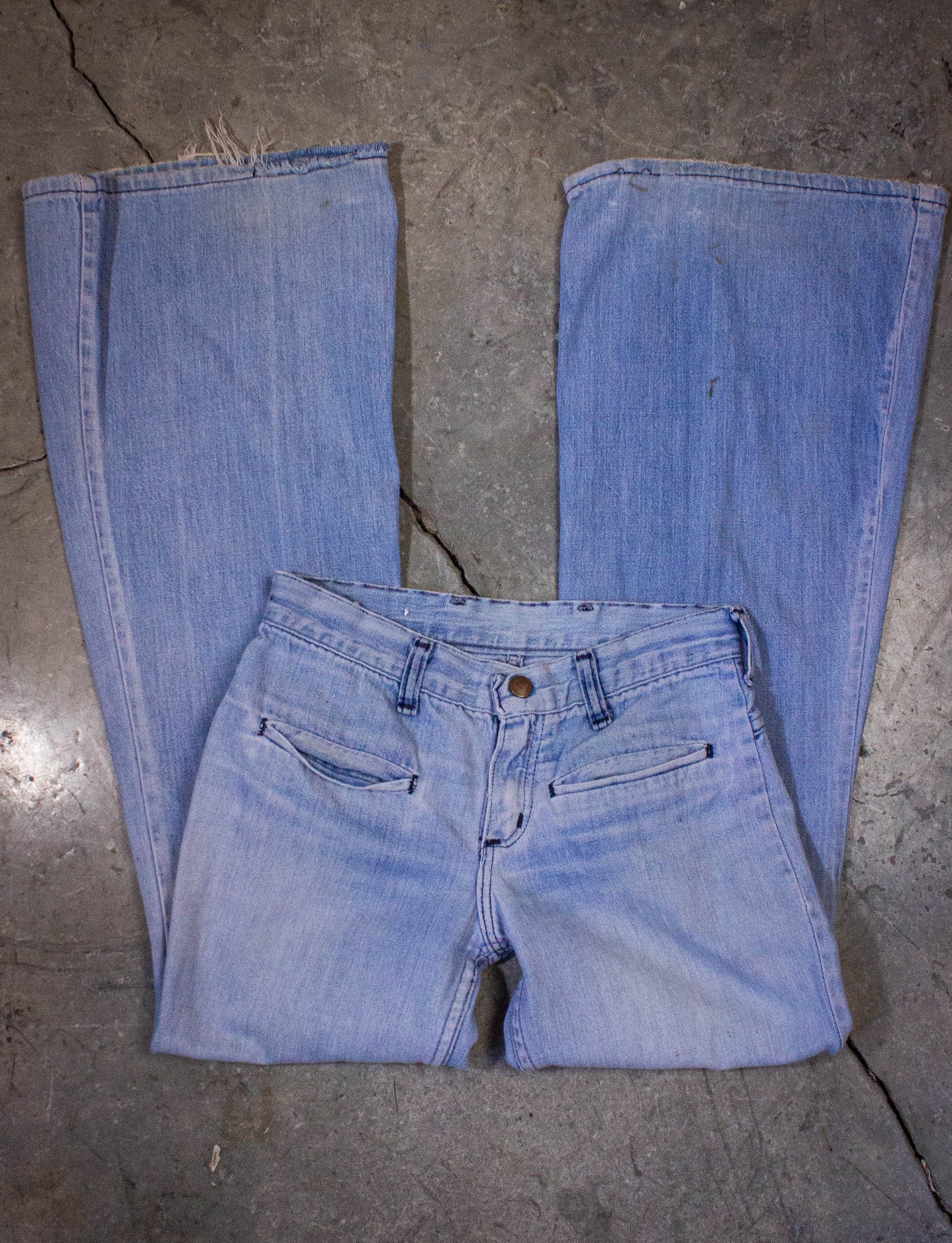 Vintage Wrangler Bell Bottom Denim Jeans 70s Light Wash