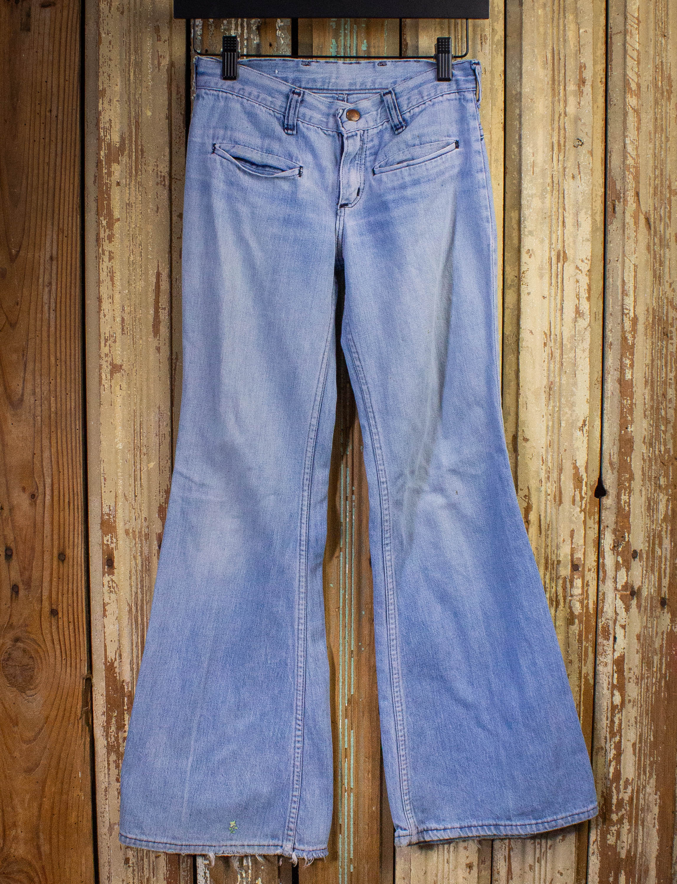 Vintage Wrangler Bell Bottom Denim Jeans 70s Light Wash 26x28