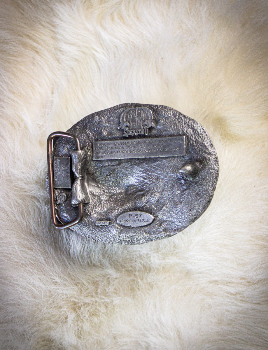 Vintage Wyoming Enamel Belt Buckle 1996