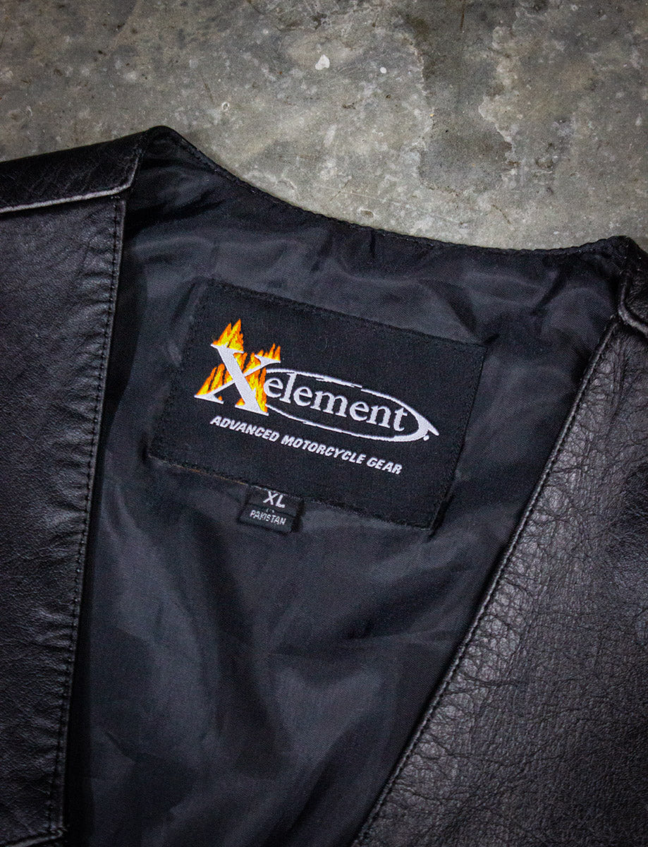 Vintage X Element Skull & Wings Leather Vest XL