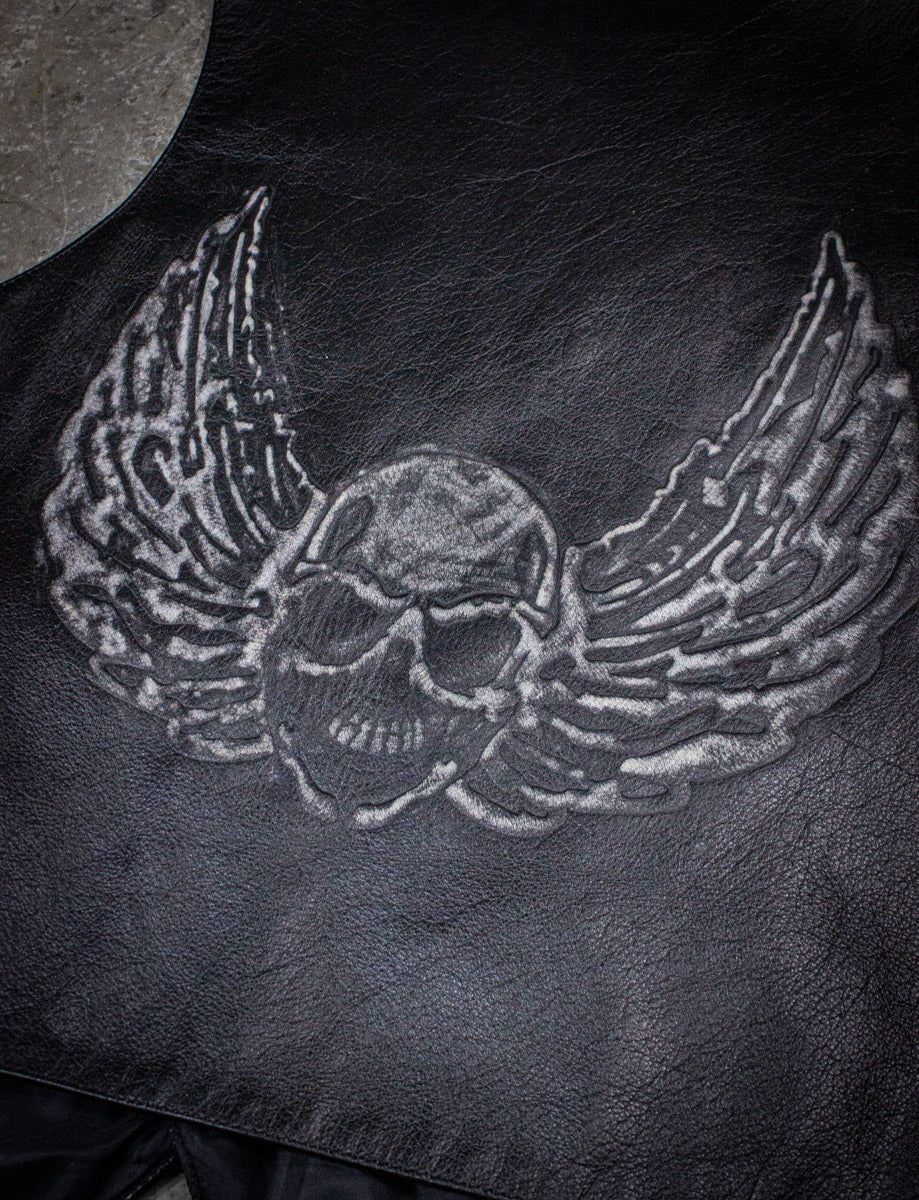Vintage X Element Skull & Wings Leather Vest XL