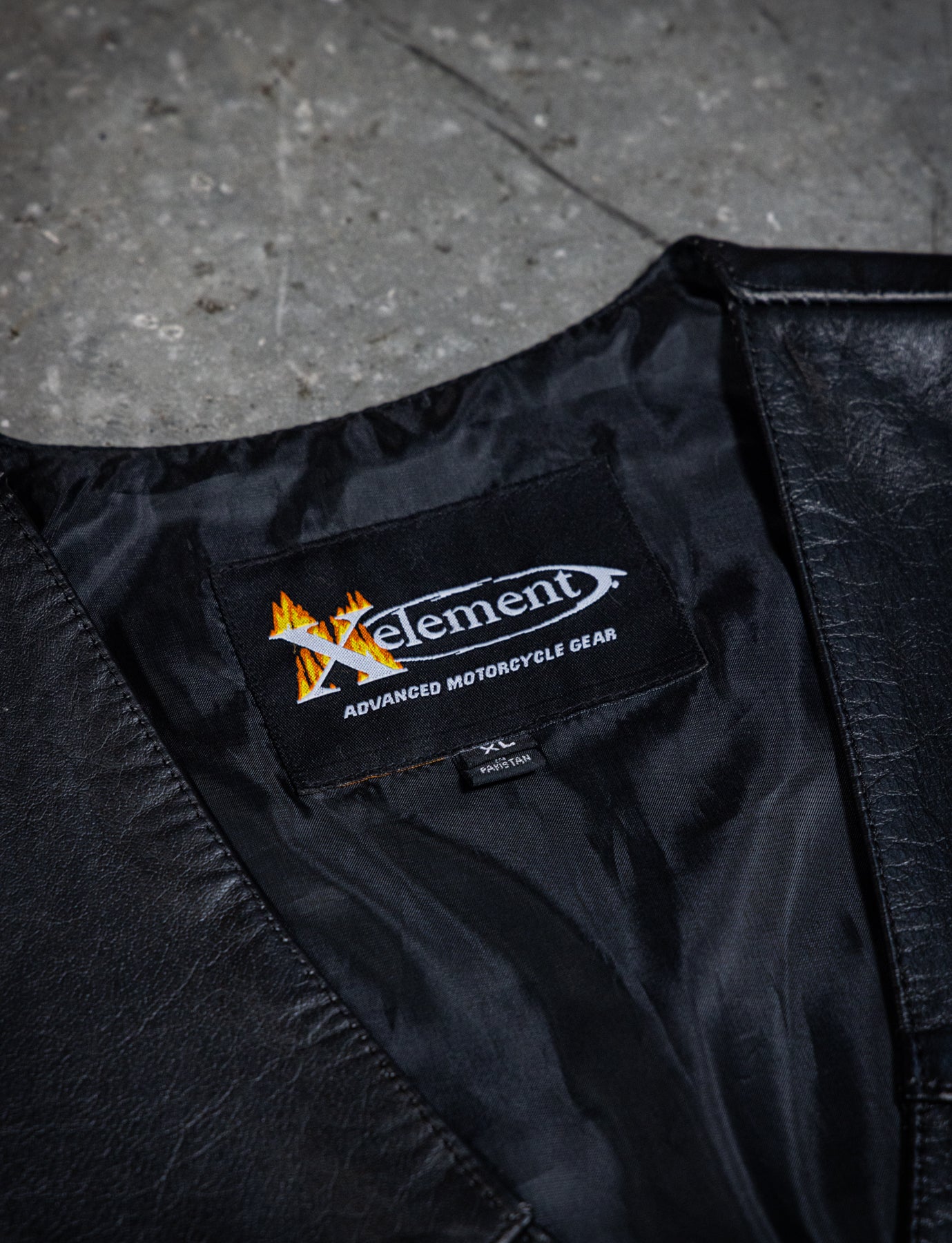 Vintage X Element Skull & Wings Leather Vest XL