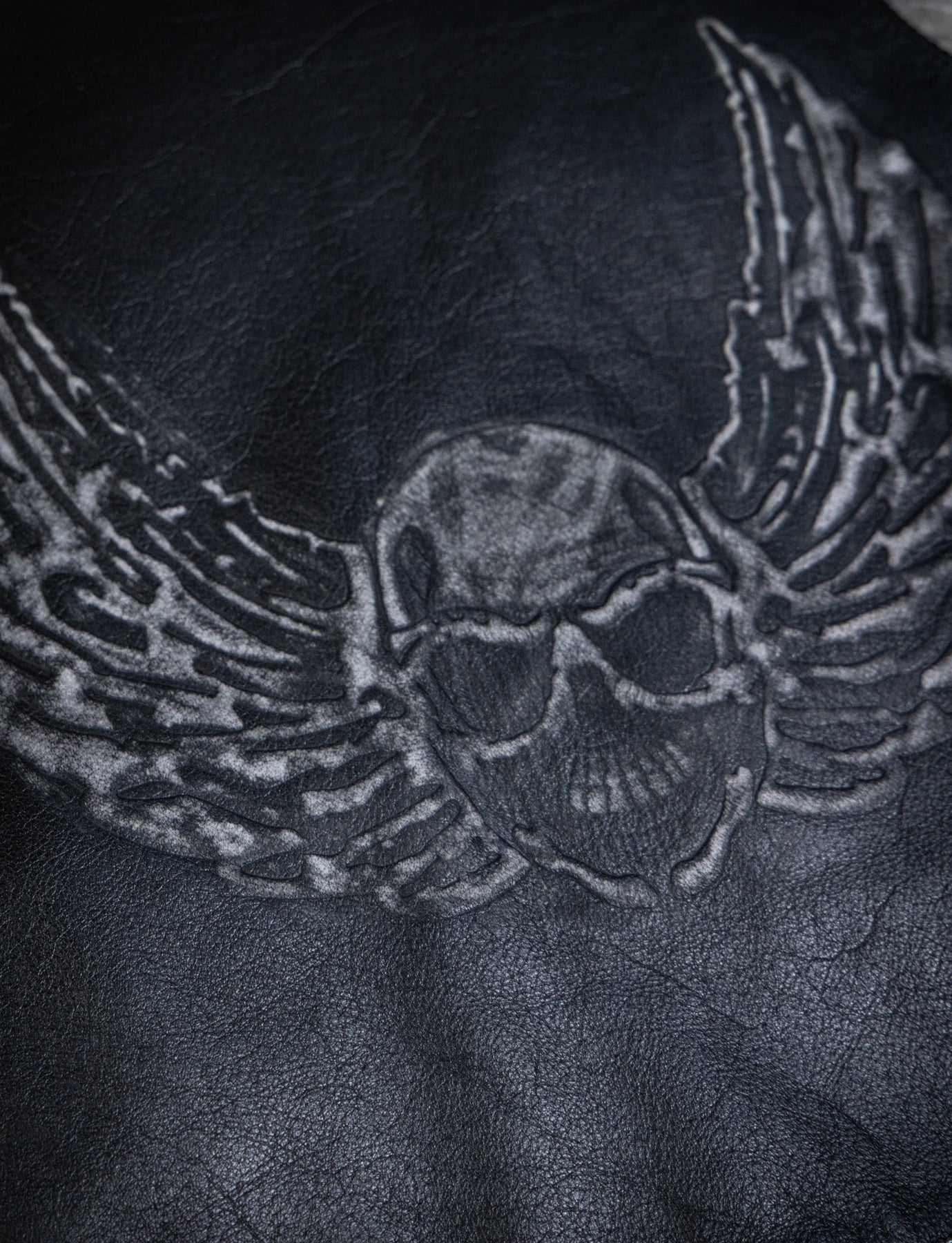Vintage X Element Skull & Wings Leather Vest XL – Black Shag Vintage
