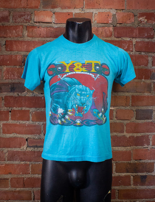 Vintage Y&T Black Tiger Concert T Shirt 1982 Blue Small